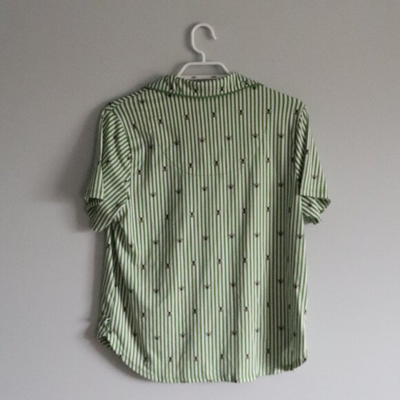 Kate Spade Womens Green Sz M Striped Animal Print 2-Piece Sleepwear Pyjama Set - Picture 3 of 14